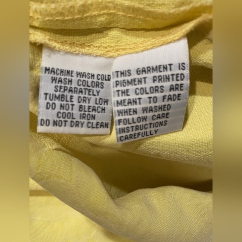 Tommy Bahama Hawaiian 100% Silk Shirt Solid Yellow Men’s Size XL - Picture 5 of 8